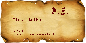 Mics Etelka névjegykártya